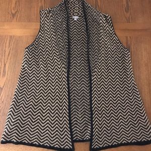J. JILL TAN & BLACK CHEVRON OPEN CARDIGAN